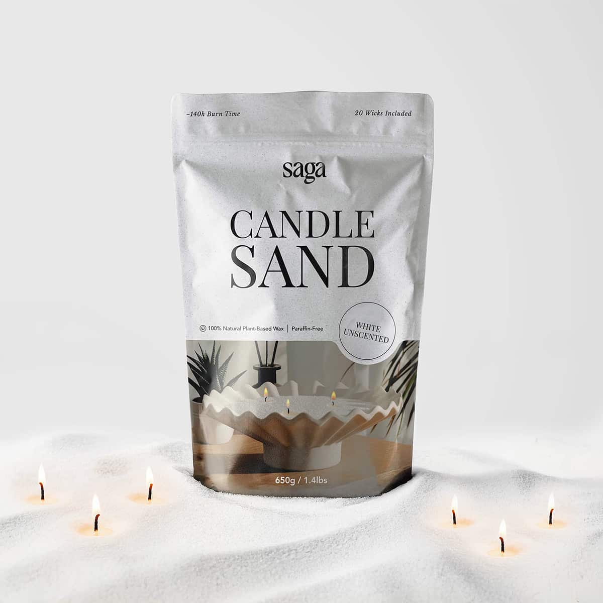 Candle Sand Unscented White - Saga Candles
