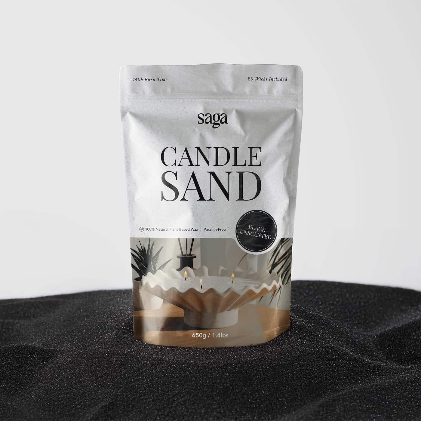Candle Sand Unscented Black - Saga Candles