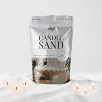 Saga unscented white candle sand with cotton wicks