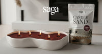 Saga unscented white candle sand with cotton wicks