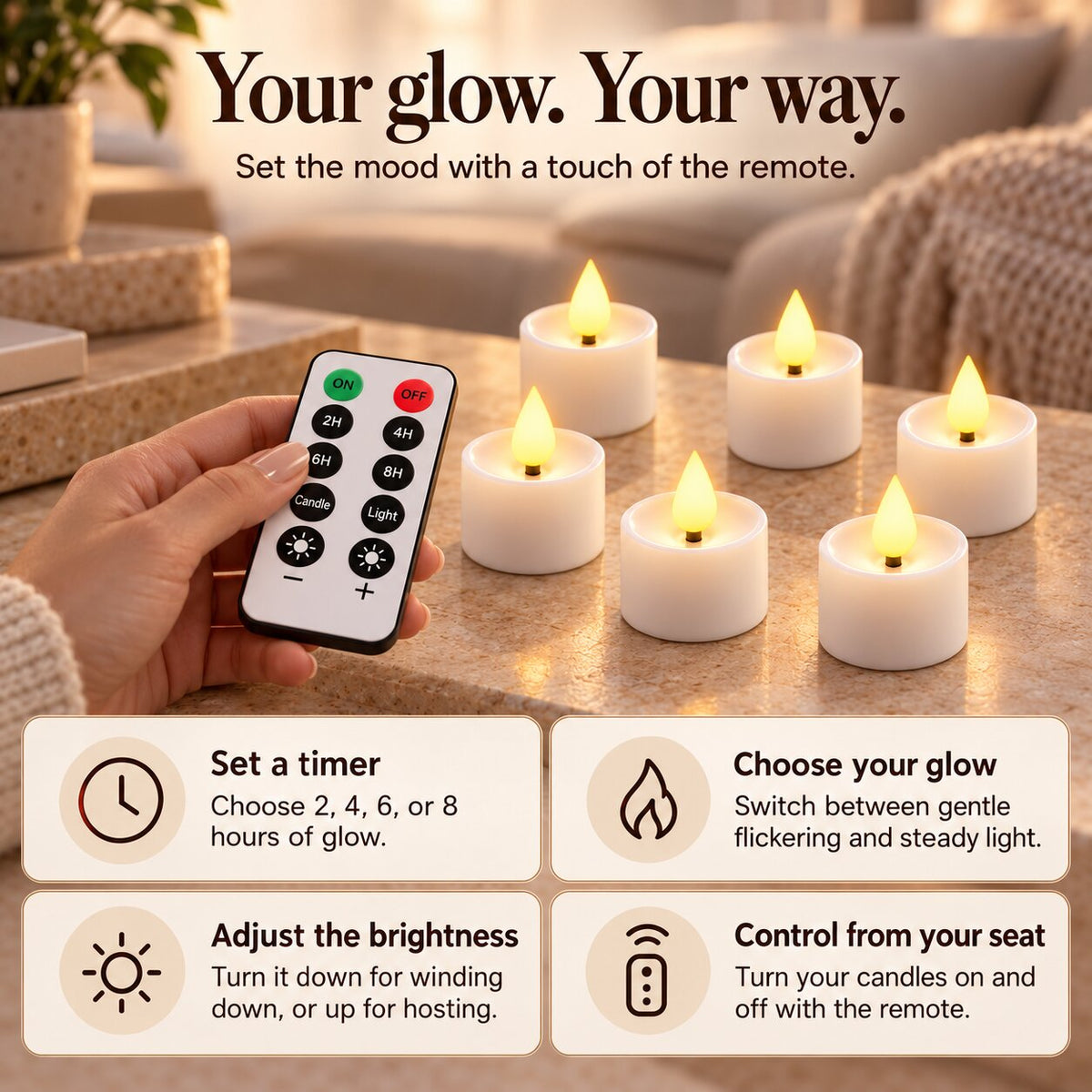 Saga 12pcs Rechargeable LED Tea Lights